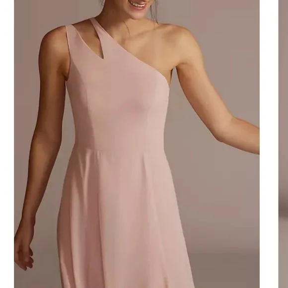 David's Bridal One-Shoulder Light Blue Bridesmaid Dress - Picture 3 of 3